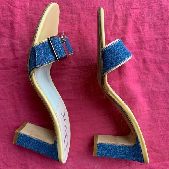 Dior Denim Key Lock Heeled Mules from John Galliano Era. SIZE 36 Multi-Colour - Picture 4 of 7
